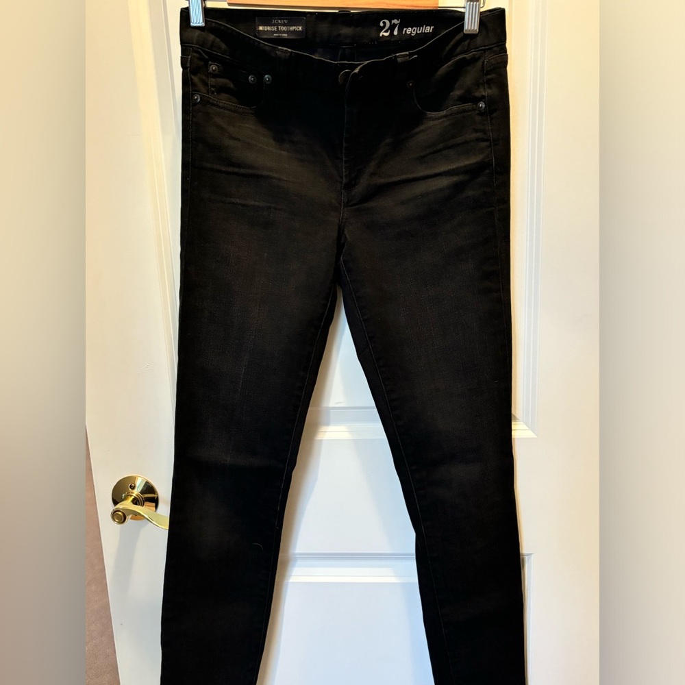J. Crew Midrise Toothpick Womens Jeans 27 Regular Black